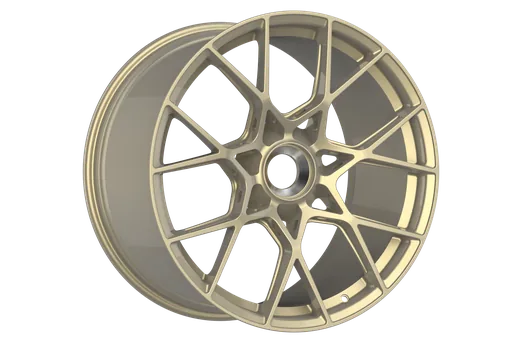 Forged alloy wheel in matte gold finish, Y-spoke design
